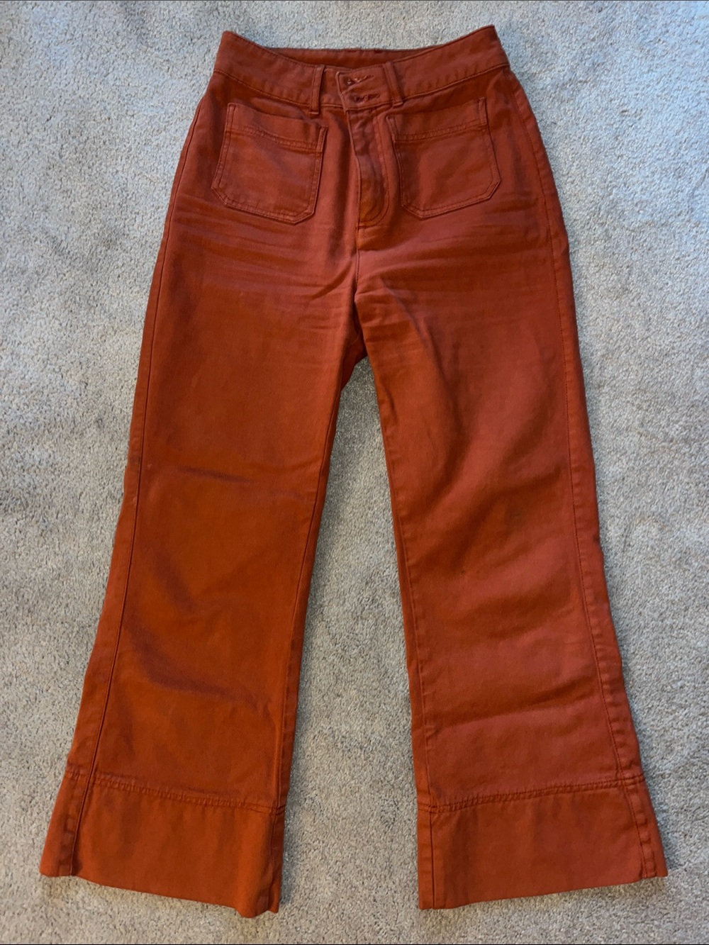 Faherty Wide-Leg Jeans in Rust Orange